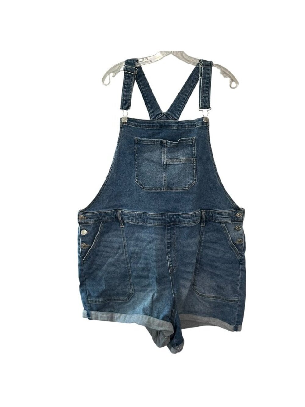 Ava & Viv Shortalls Women's Plus 26W Denim Cutoff Stretch Frayed Hipster Preppy